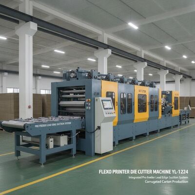 Высекальный станок для флексографской печати YL-1224 Интегрированная система всасывания передней кромки предварительного питателя для производства гофрокартона